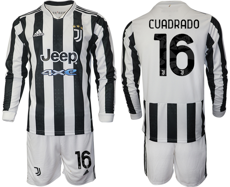 Men 2021-2022 Club Juventus home white Long Sleeve #16 Adidas Soccer Jersey